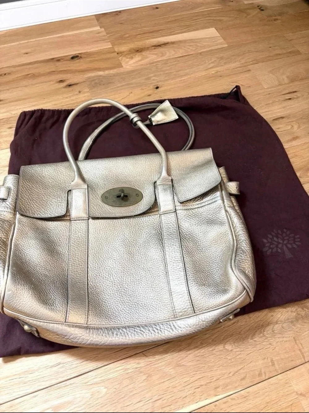 Mulberry Metallic Gold Pebbled Leather Shoulder Bag